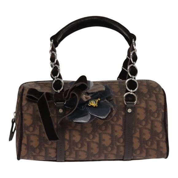 DIOR Trotter Romantic Hand Bag Pvc Leather Brown - Picture 2 of 13